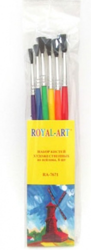 Набор кистей 6 шт цветные ручки 7671 синтетические
